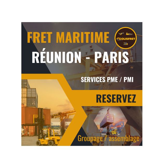 Paris depuis la Réunion, fret Maritime 1 M3 - dédouané, remise a quai, hors droits et taxes / hors crédit d'enlèvement 1,5 %