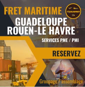 Rouen (Port 76) depuis la Guadeloupe, fret Maritime 1 M3 - dédouané, remise a quai, hors droits et taxes / hors crédit d'enlèvem