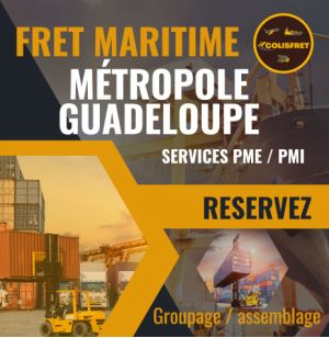 GUADELOUPE depuis la Métropole, fret Maritime 1 M3 - dédouané, livré (zones accessibles) hors droits et taxes